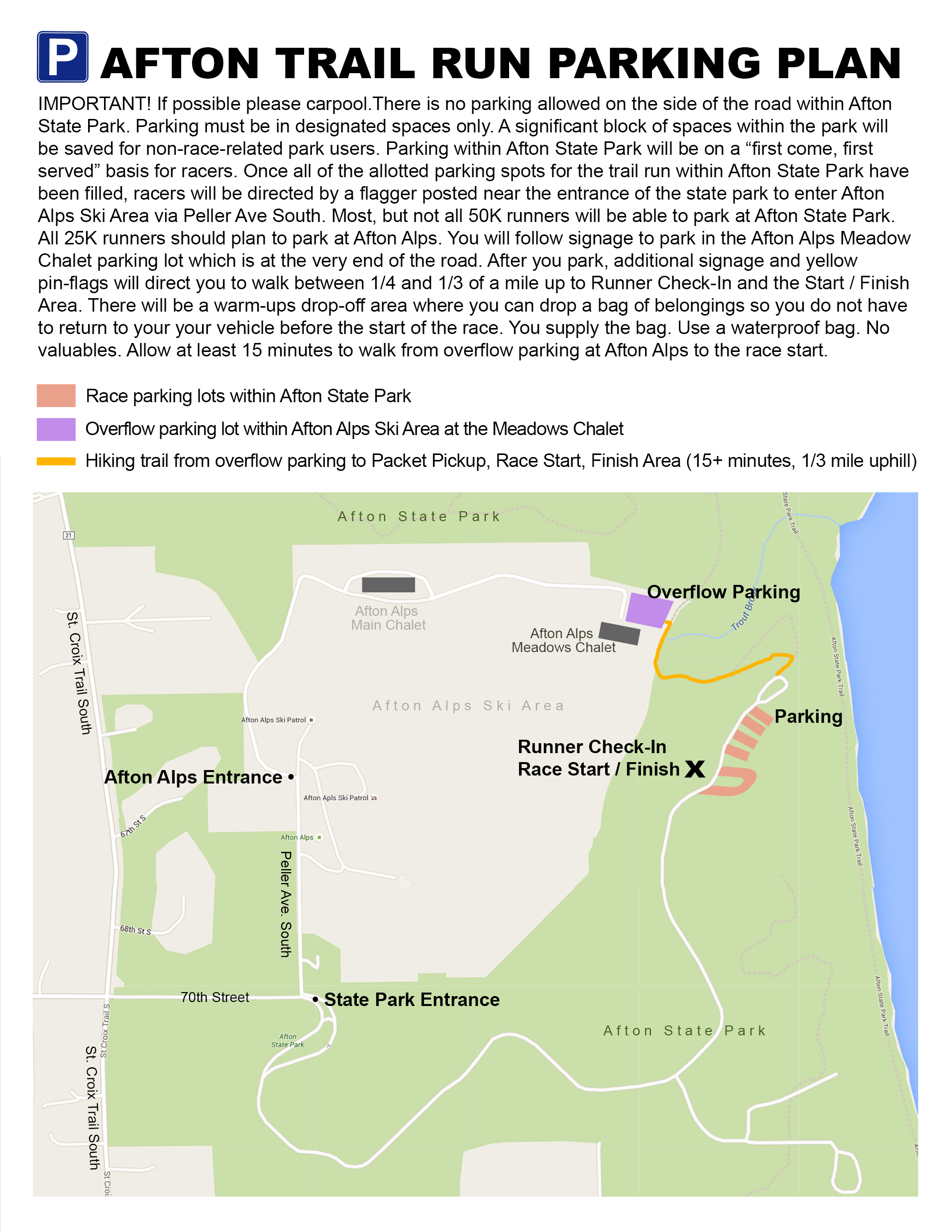 Afton Trail Run Parking Plan